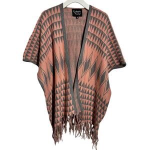 Fantastic Fawn Wool Blend Aztec Shrug Cardigan Women S Pink Gray Western Country